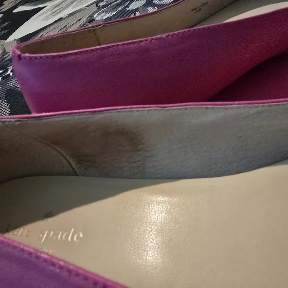 Kate Spade Braylee Deep Pink Nappa  Flats with Gold Bow - Picture 3 of 6